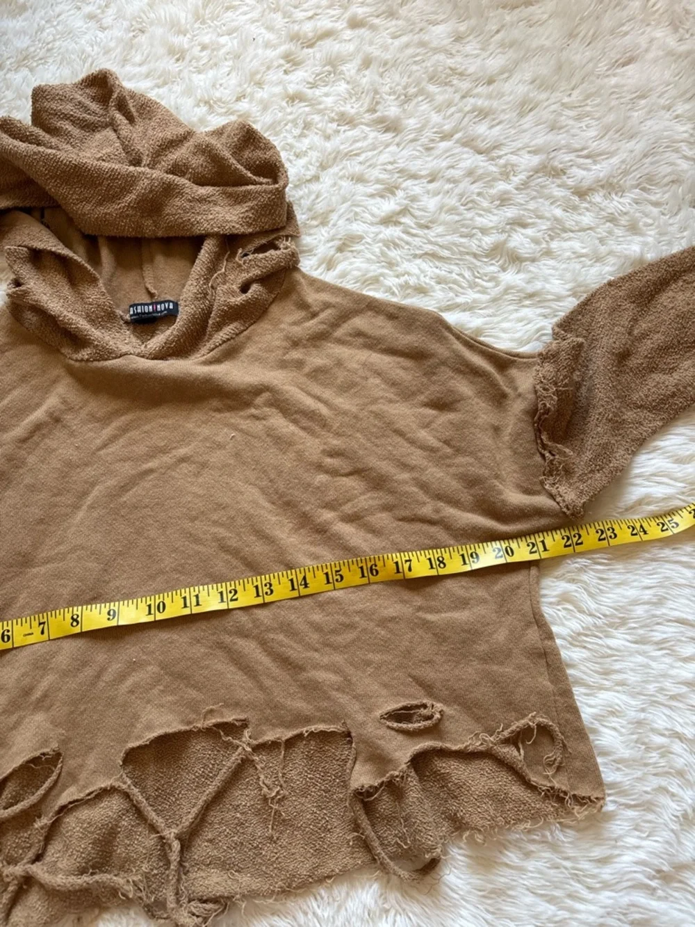Fashion Nova Camel Brown Textured Hoodie - Picture 6 of 15